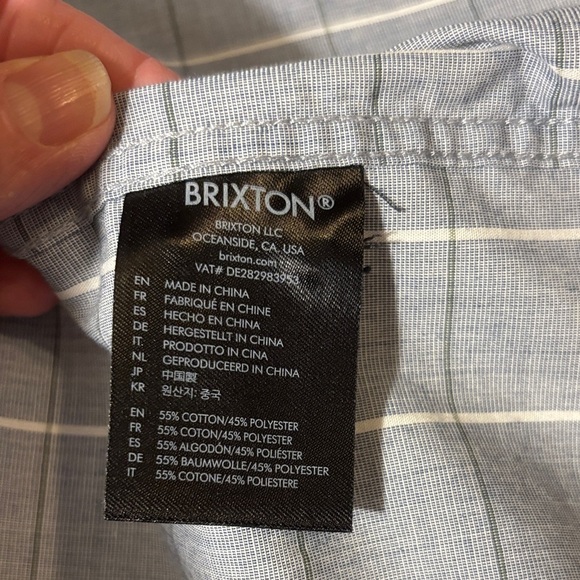 Brixton Blue Plaid Button Down Short Sleeve Shirt - Picture 7 of 9